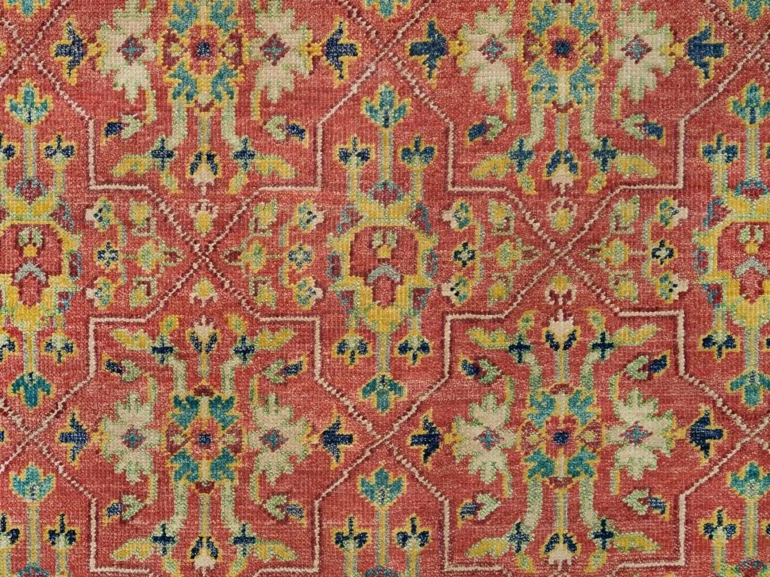 14'x16'5" Fire Brick Red, Sheared Low, 100% Wool, Hand Knotted, Antiqued Oushak